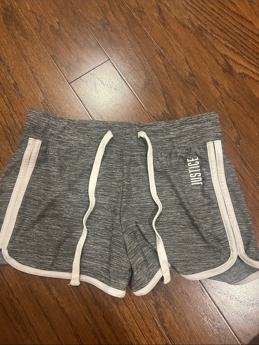 Justice Gray Drawstring Girls' Shorts With White Trim